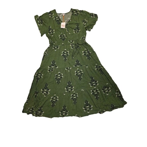 NWT Knox Rose Womens Green Floral Maxi Dress Size 2X Boho Cottage Plus - Picture 1 of 6